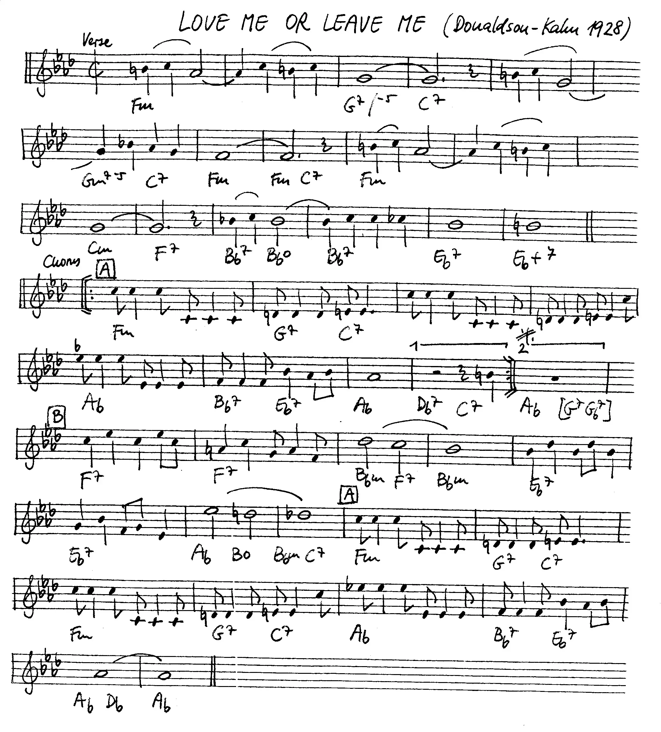 love me or leave me free jazz leadsheet - Courtesy of the Jungle Jazz Band